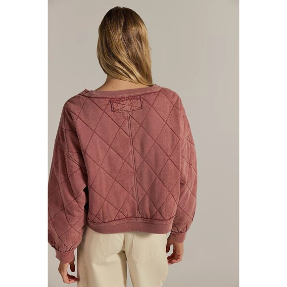 Free People We The Free Mirage Pullover Sweatshirt Top Diamond Quilted S 283932 - Picture 3 of 9
